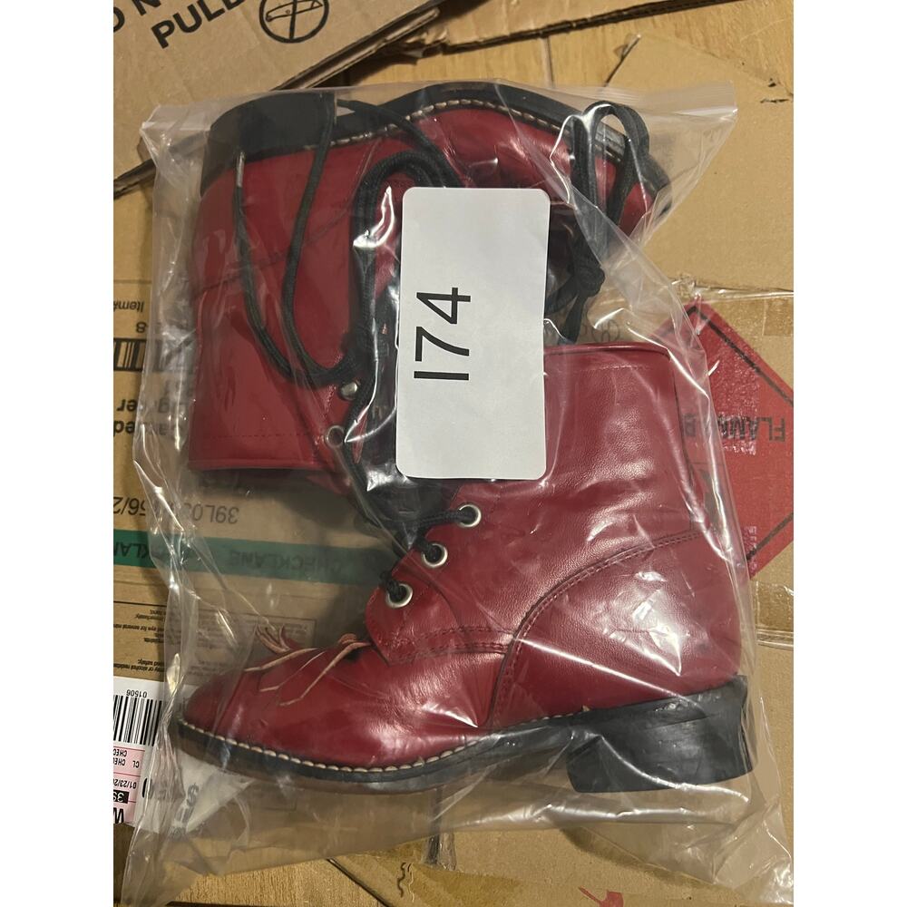 Vintage Justin Junior 503C Red Ankle Cowboy Western Lace-Up Boot Kids 9 D boho - Picture 12 of 13